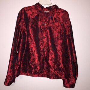 Coldwater Creek Metallic Red Paisley Satin Jacket